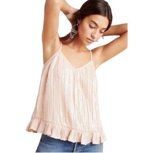 ANTHROPOLOGIE Top Amelie Tank Sequin Adjustable Spaghetti Straps Pink/Rose 4